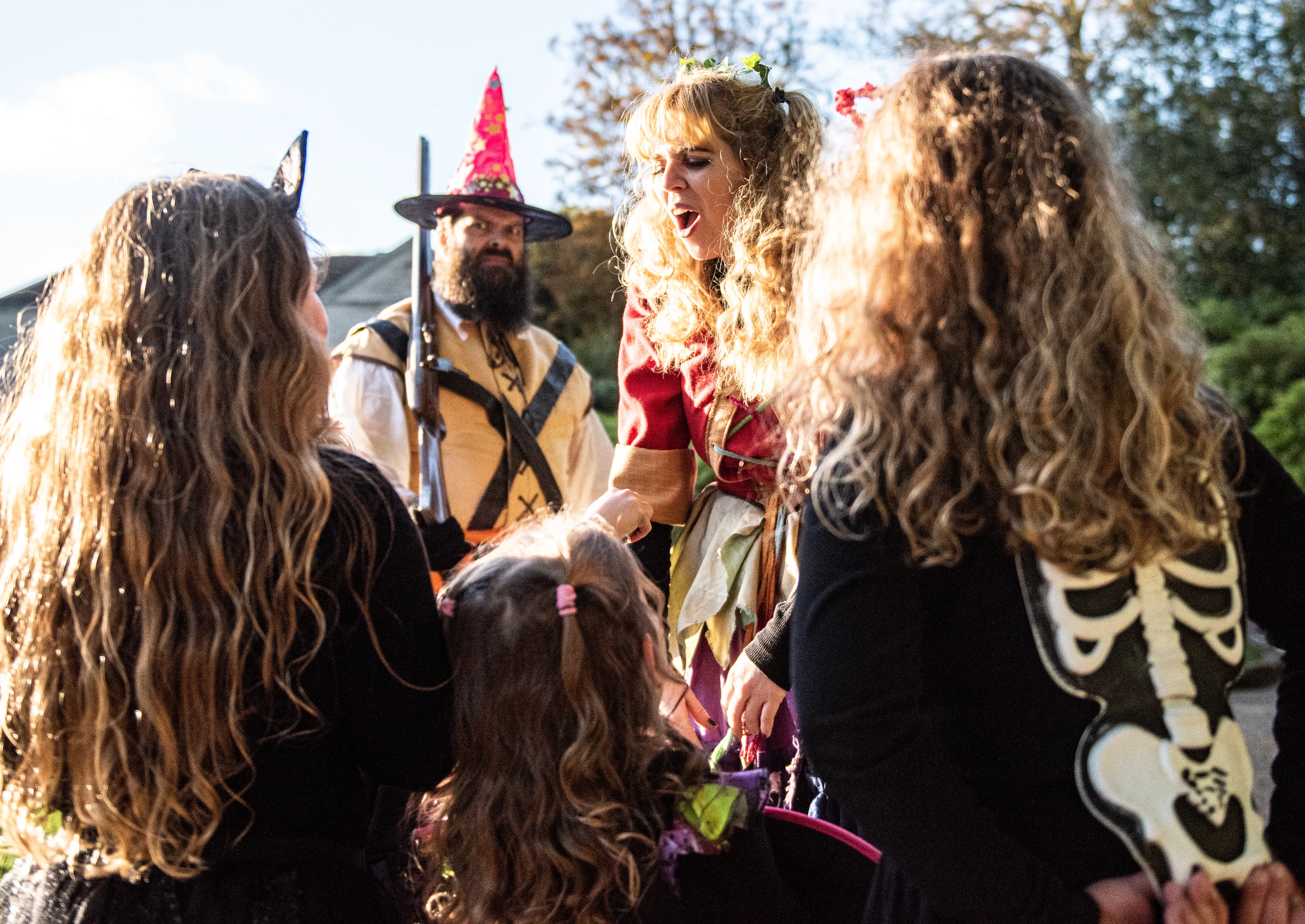 Halloween characters and children